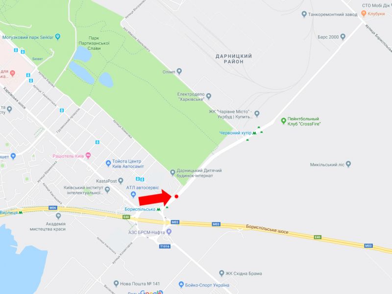 Билборд/Щит, Киев, Старобориспільська вул., 200 м. від Харківської пл., роздільник, в сторону вул. Бориспільської, ст.м. "Червоний Хутір"