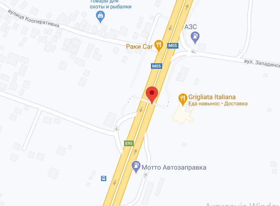 Реклама на мостах, Трассы, М-05 Одеська тр. 25+550 км від КПП. Сьомий 2,20.16,20 від Києва - с. Глеваха, поворот на АЗС Motto, Ресторан Grigliata Italiana, в Київ