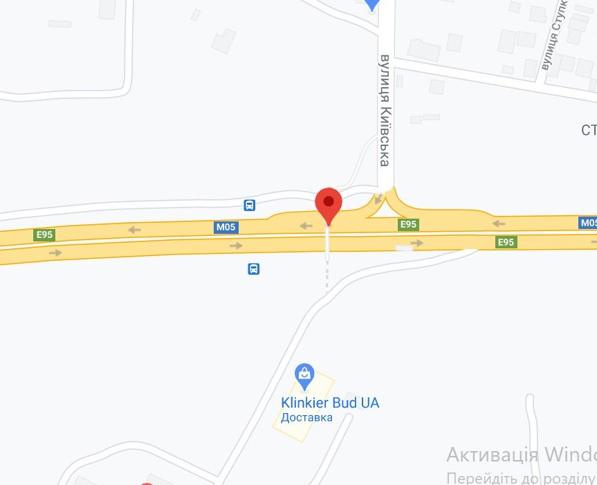 Реклама на мостах, Траси, М-05 Одеська тр. 27+ 500 (Гарант) км від КПП. Восьмий від Києва - Клінкер Буд, поворот на Садовий центр, зупинка, з Києва