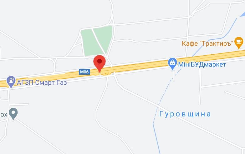 Реклама на мостах, Трассы, М-06 Житомирська траса 31+695 км від КПП. Девятий від Києва, с. Гурівщина, зупинка, поворот до МініБУДмаркет, Автомаг. Катран, напрямок - в Київ