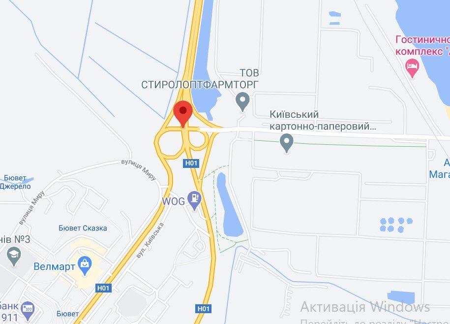 Реклама на мостах, Трассы, Н 01 Ново Обухівська тр. 43+375 (Гарант) км від КПП. Девятий від Києва, поворот на м. Обухів, транспортна розвязка, з Києва