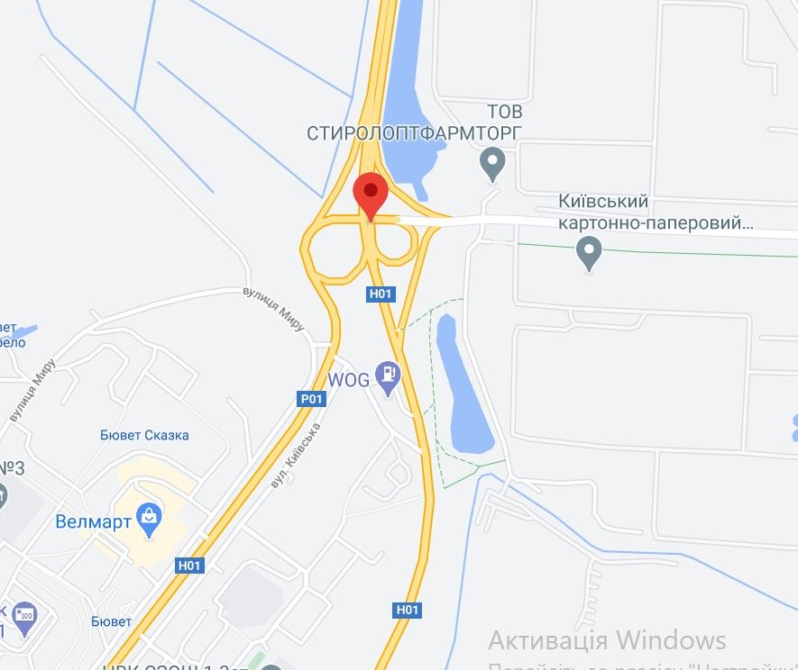 Реклама на мостах, Трассы, Н 01 Ново Обухівська тр. 43+375 (Гарант) км від КПП. Девятий від Києва, поворот на м. Обухів, транспортна розвязка, в Київ