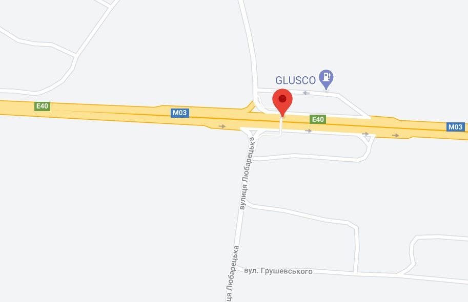 Реклама на мостах, Трассы, М-03 траса Київ-Харків 48+800 км від КПП. Другий від Борисполя, зупинка на с. Іванків, АЗС GLUSCO, напрямок - в Київ