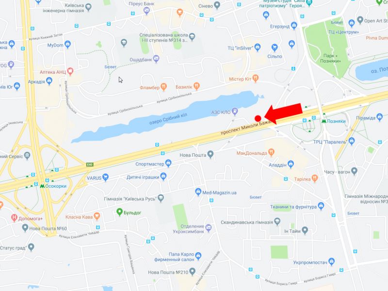 Роллер/Призматрон, Киев, Бажана пр. - пр. Григоренко, ст. м. "Позняки", біля АЗС "Кло", навпроти McDonald's, в центр