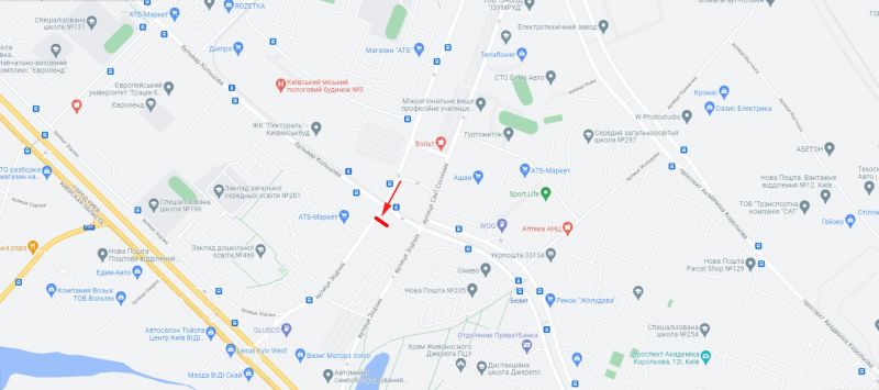 Билборд/Щит, Киев, Зодчих вул. 2, супермаркет "АТБ", рух в напрямку автосалонів "Volvo", "Mazda", "Toyota", "Lexus"