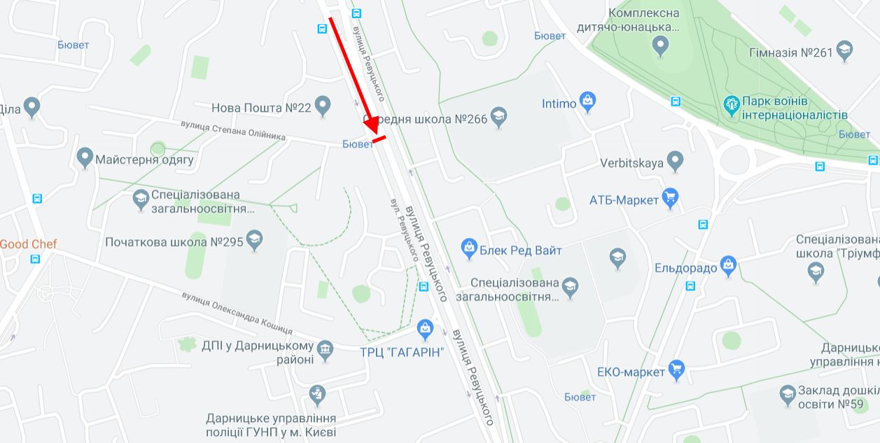 Роллер/Призматрон, Киев, Ревуцького вул., 30/1/вул. Олійника у напрямку ст.м. Харківська