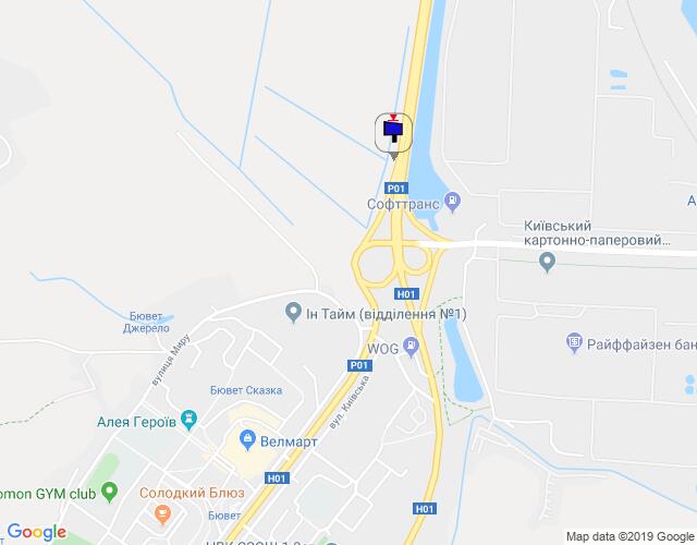 Билборд/Щит, Трассы, Дніпровське шосе, траса Н-01 "Київ-Знам'янка", км 43+100 право, розв'язка на м. Обухів та м. Українка, в'їзд в м. Обухів з м. Київ, верх
