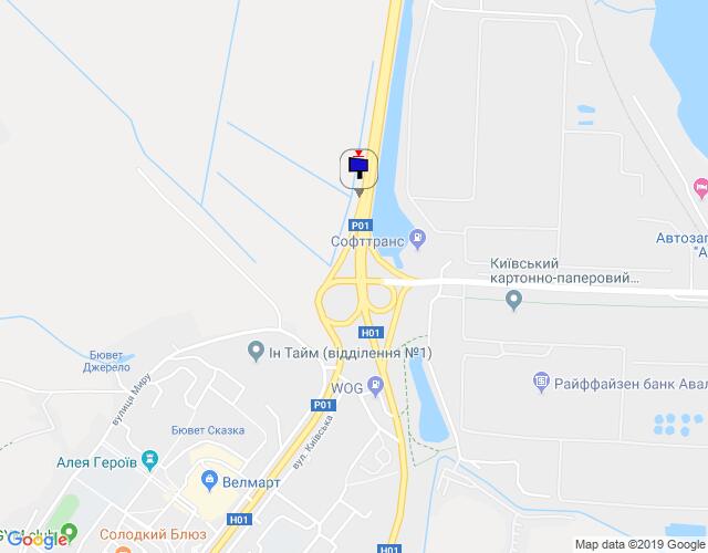 Билборд/Щит, Трассы, Дніпровське шосе, траса Н-01 "Київ-Знам'янка", км 43+100 право, розв'язка на м. Обухів та м. Українка, в'їзд в м. Обухів з м. Київ, низ