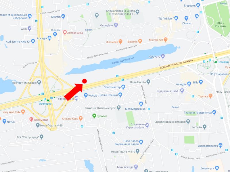 Білборд/Щит, Київ, Бажана пр., 1Л, біля ТЦ "Park Plaza", між ст.м. "Позняки" і "Осокорки", в сторону Харківської пл.