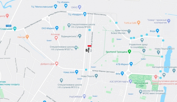 Билборд/Щит, Киев, вул. Оноре де Бальзака, 88/ вул. Милославська - ТЦ "Квадрат"