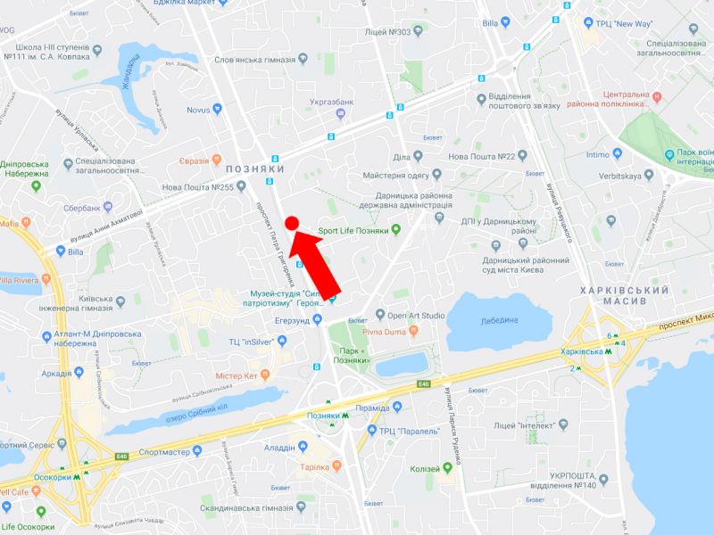 Билборд/Щит, Киев, Григоренка пр., 23, навпроти супермаркетів "Велика Кишеня", "Comfy", в сторону вул. Ахматової