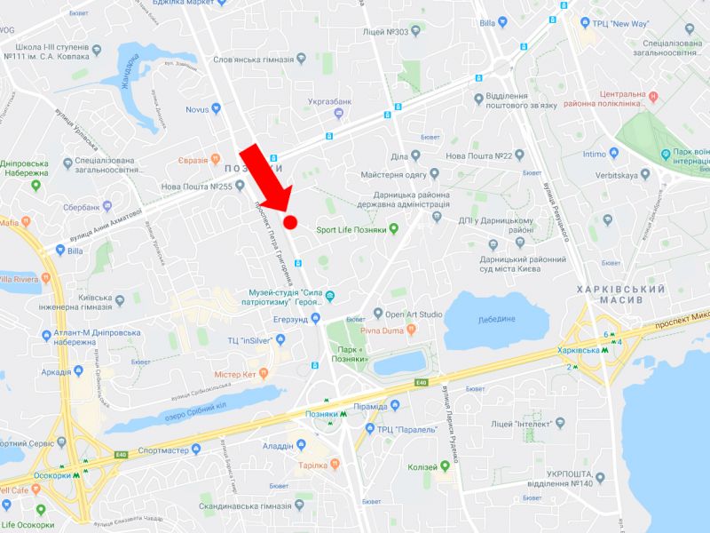 Билборд/Щит, Киев, Григоренка пр., 23, навпроти супермаркетів "Велика Кишеня", "Comfy", в бік пр. Бажана