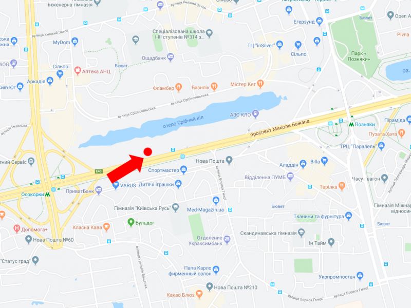 Билборд/Щит, Киев, Бажана пр., 1-Л, 500 м. від ст.м. "Осокорки", в сторону ст.м. "Позняки", Харківської пл.