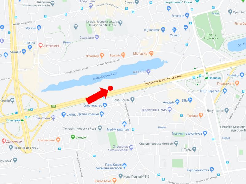 Билборд/Щит, Киев, Бажана пр., 1-Л, 700 м. від ст.м. "Осокорки", в сторону ст.м. "Позняки", Харківської пл.
