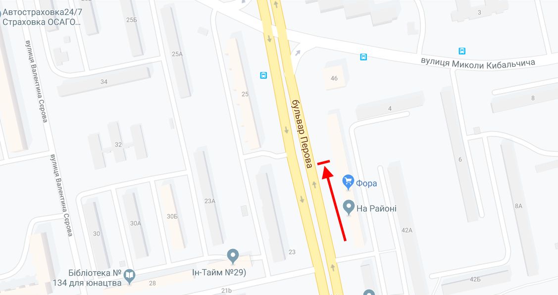 Ролер/Призматрон, Київ, Воскресенський (Перова) бул., 44 у напрямку пр. Шухевича