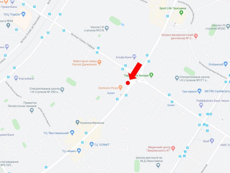 Ролер/Призматрон, Київ, Маяковського пр. 61/9 - вул. Лифаря, на круговій розв'язці, в бік пр. Ватутіна