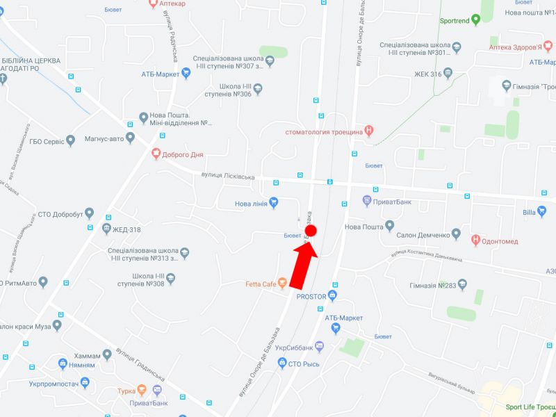 Роллер/Призматрон, Киев, Бальзака вул., 65, в бік Лєскова вул.