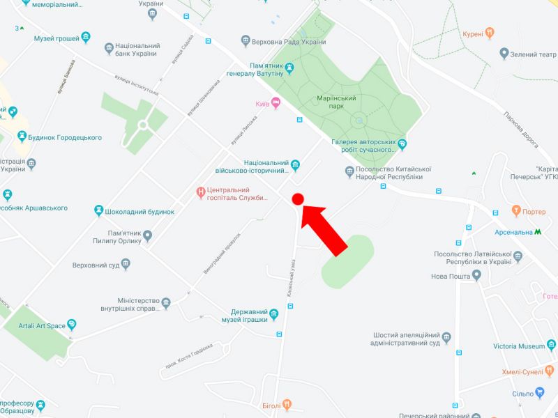 Сітілайт, Київ, Кловський узвіз 29/3 - Фортечний пров., в сторону вул. Інститутської