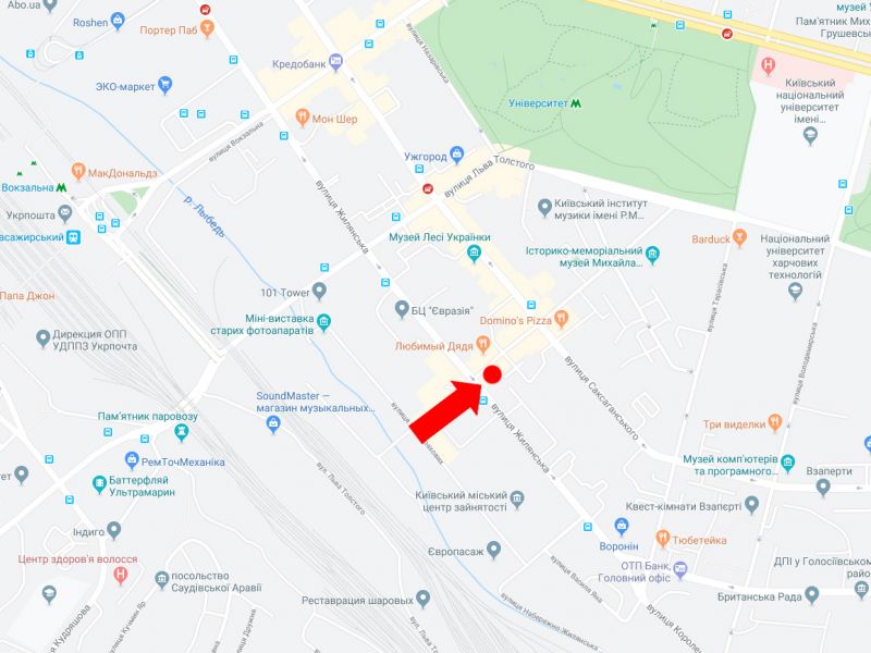 Ситилайт, Киев, Паньківська вул. 27/78 - вул. Жилянська, в сторону вул. Саксаганського