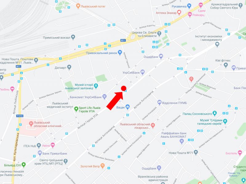 Ситилайт, Львов, Героїв УПА вул. 30 (зуп. "Площа Липова"), в бік вул. Бандери