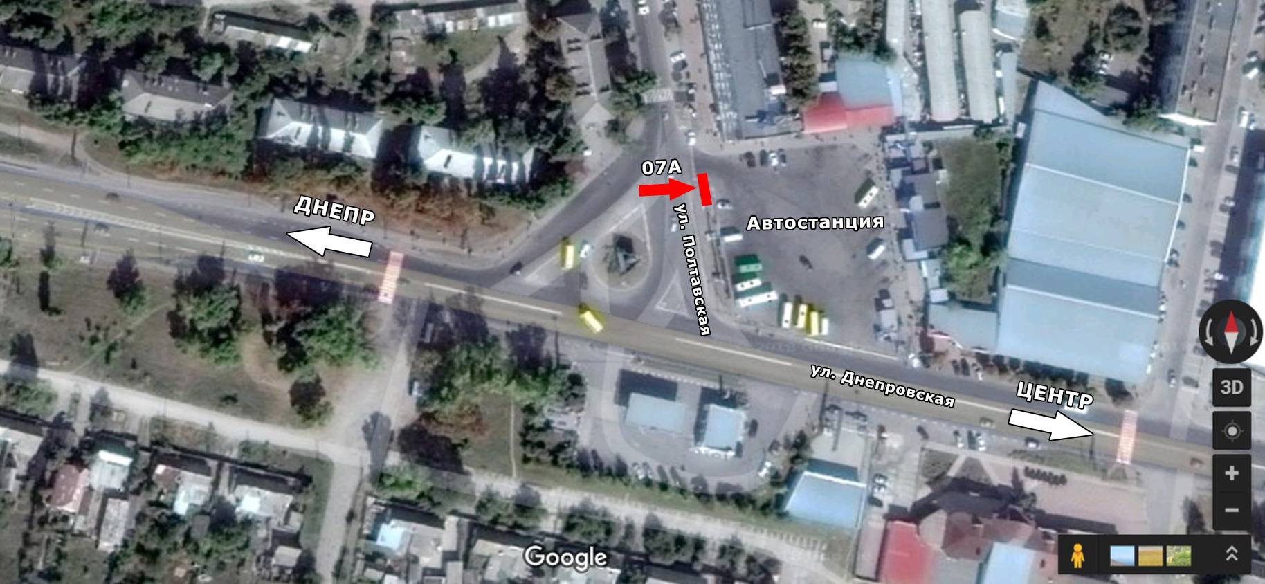 Билборд/Щит, Павлоград, вул. Дніпровська,138 - вул. Добролюбова, Транзит, Автовокзал, до центру