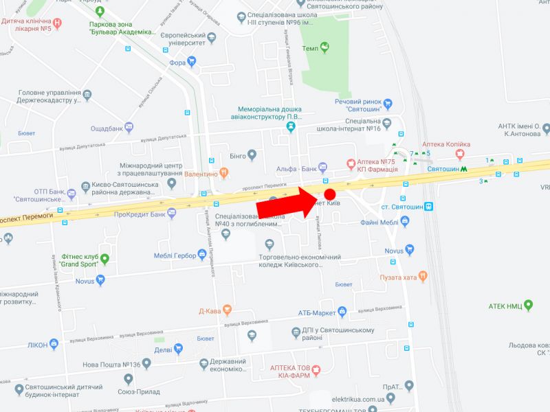 Ролер/Призматрон, Київ, Перемоги пр. 106/2, біля супермаркетів "Сільпо", "Фокстрот", "Watsons", в центр