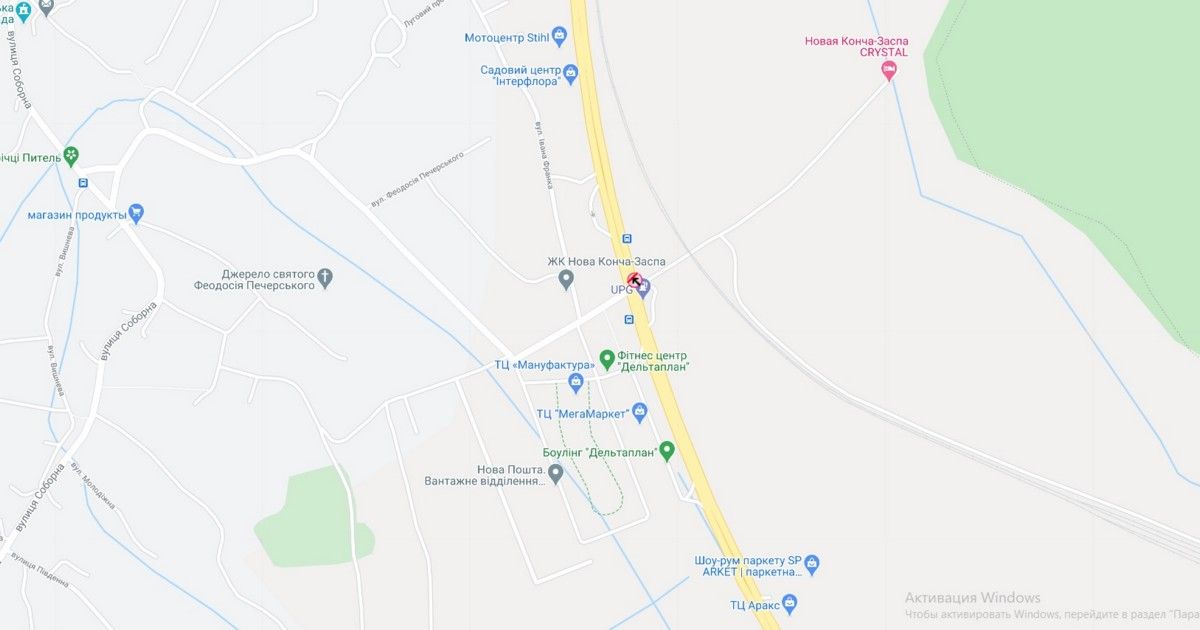 Реклама на мостах, Трассы, Н 01 Ново Обухівська тр. 23+432 км від КПП. Перший від Києва, світлофор, поворот на Ходосіївку, заїзд до МЕГАМАРКЕТ, ТРЦ Манафактура, АЗС Motto, в Київ