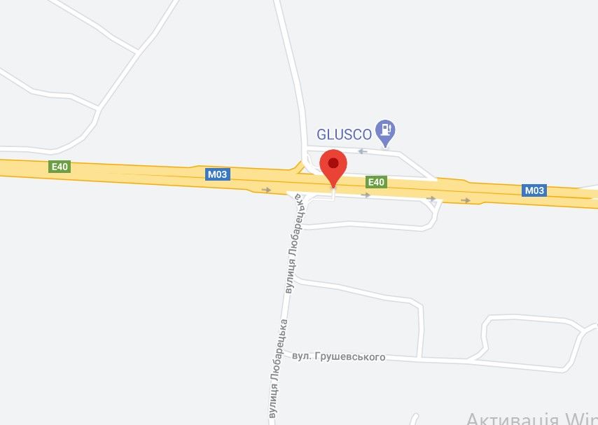 Реклама на мостах, Трассы, М-03 траса Київ-Харків 48+800км від КПП. Другий від Борисполя, зупинка на с. Іванків, АЗС GLUSCO, напрямок -з Київа