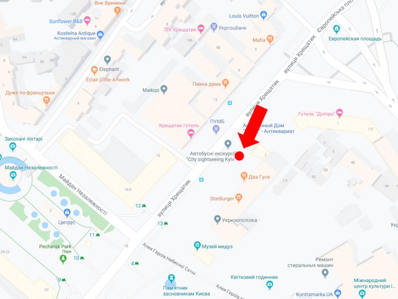 Сітілайт, Київ, Хрещатик вул., 7/11, в бік Незалежності пл.