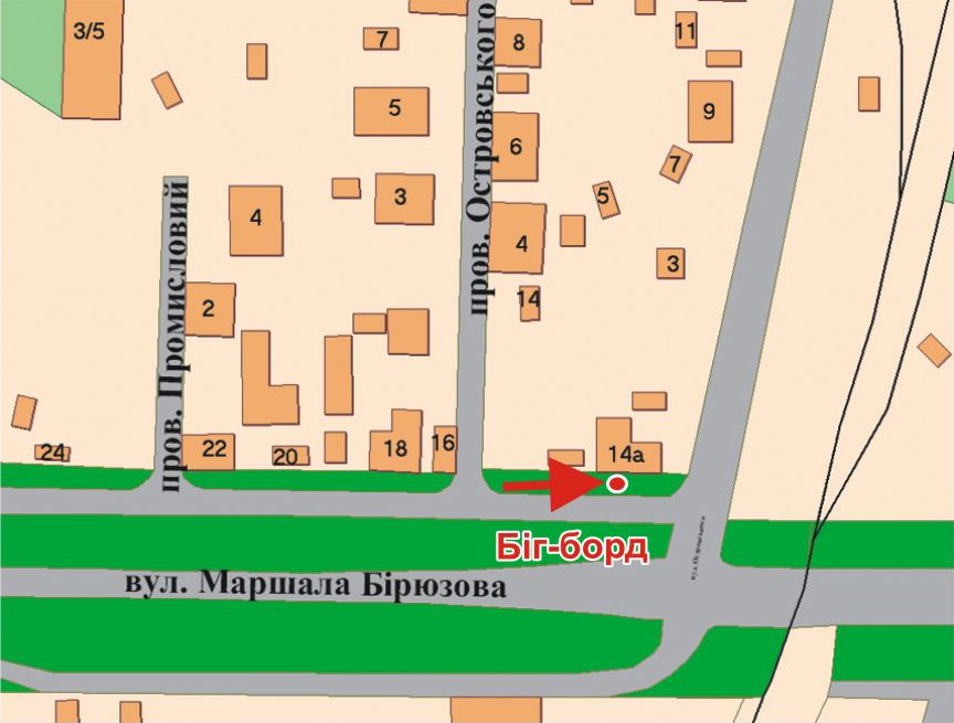 Билборд/Щит, Полтава, М. Бірюзова вул., 14
