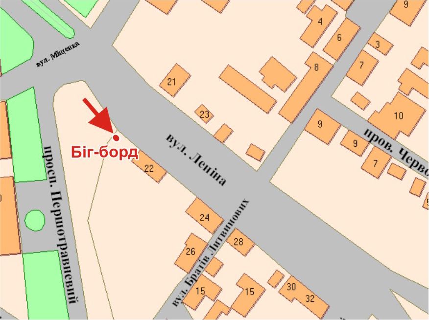 Билборд/Щит, Полтава, Небесної Сотні вул. (Леніна), 34