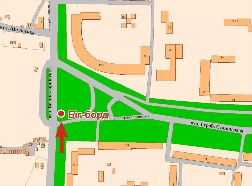 Билборд/Щит, Полтава, В.Тирнівська вул -Г.Сталинграду вул. (разд.п.)(на Половки) перехр.