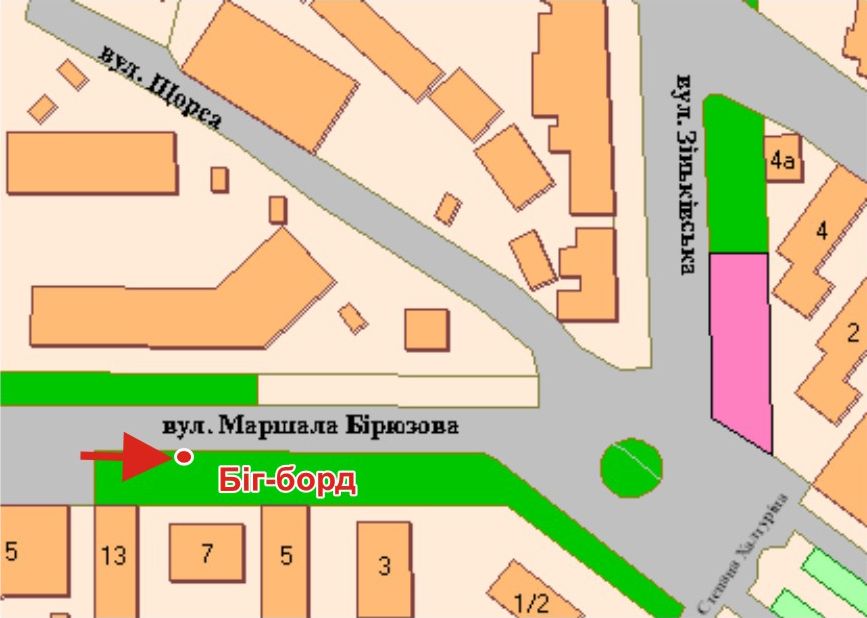 Билборд/Щит, Полтава, М.Бирюзова вул., 7