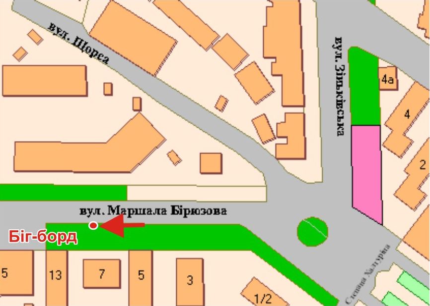 Билборд/Щит, Полтава, М.Бирюзова вул., 7