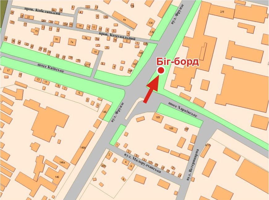 Билборд/Щит, Полтава, Європейська вул. (Фрунзе)(зуп. Завод "Знамя")