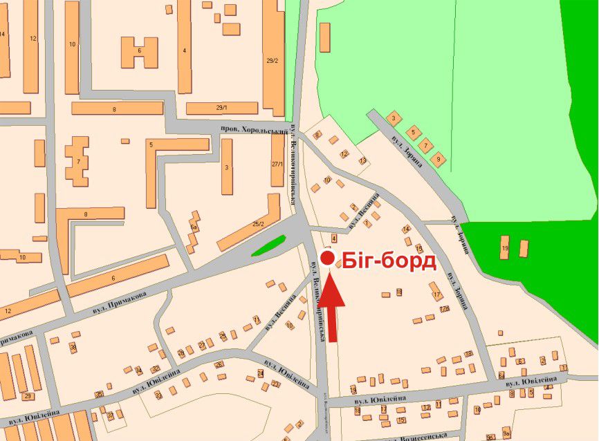 Білборд/Щит, Полтава, В.Тирнівська вул.(зуп. "Бібліотека")