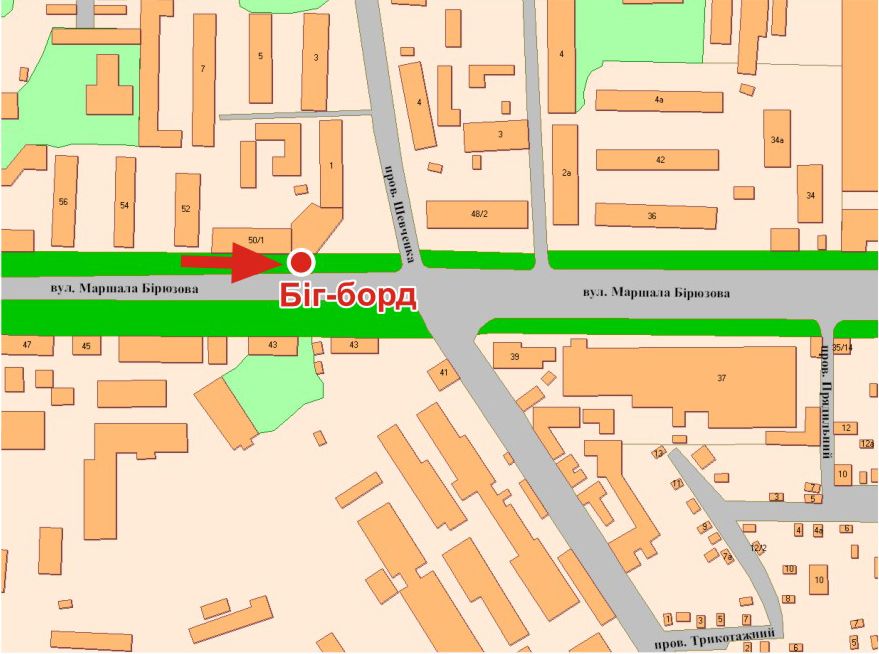 Билборд/Щит, Полтава, М.Бірюзова вул., (зуп. ЗБВ - 7)