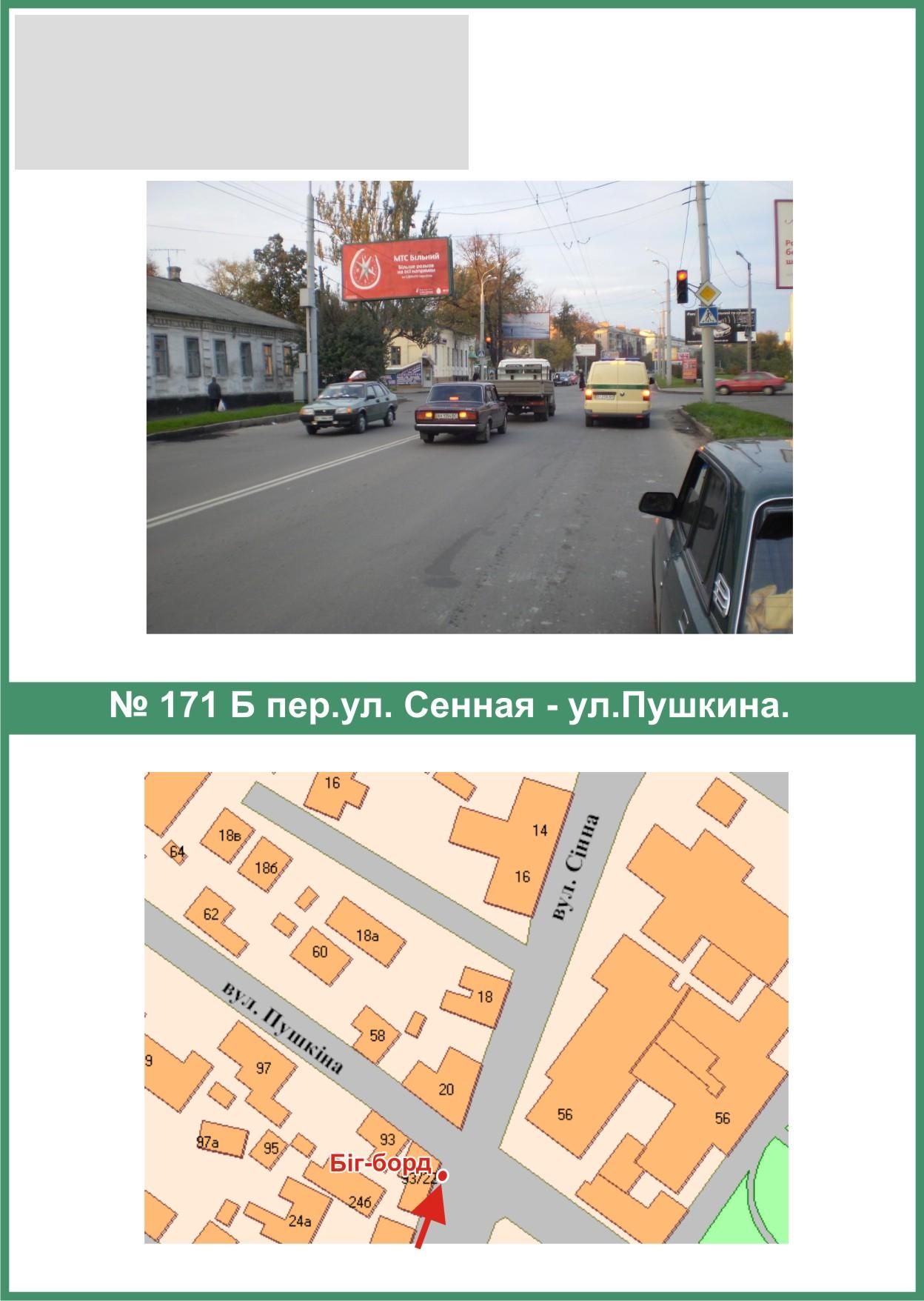 Билборд/Щит, Полтава, Сінна вул. та Пушкіна вул. (перехр.)