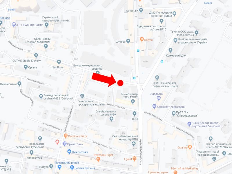 Сітілайт, Київ, Кловський узвіз 24 - вул. Московська, в сторону вул. Московської
