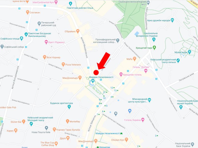 Сітілайт, Київ, Костьольна вул. 3 - Майдан Незалежності, біля ресторану "Tres Francais"