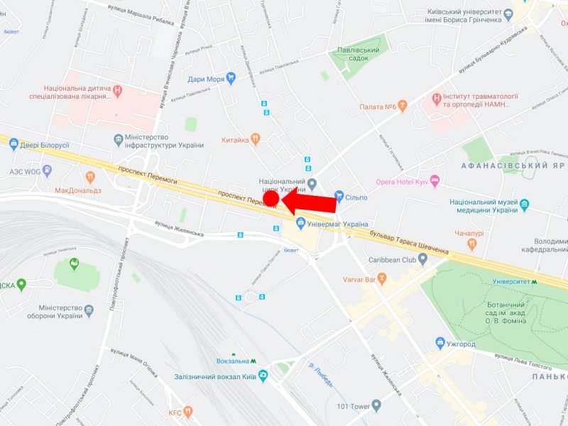 Led екран/Відеоборд, Київ, Берестейський пр. (колиш. пр. Перемоги), 2 - вул. Бульварно-Кудрявська, на світлофорі, в бік Повітрофлотського мосту, (ролик 10 сек, 1 вихід/1,5 хвилини)