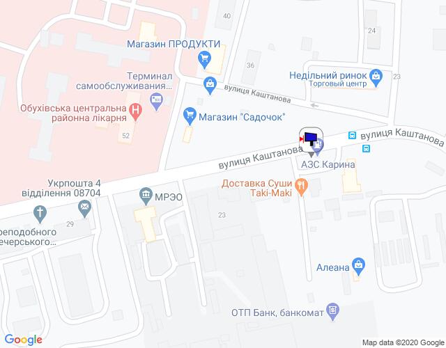 Білборд/Щит, Обухів, м. Обухів, вул. Каштанова, 21, лікарня, біля АЗС Каріна, через 200м після МРЕВ, за 50 м до автобусної зупинки