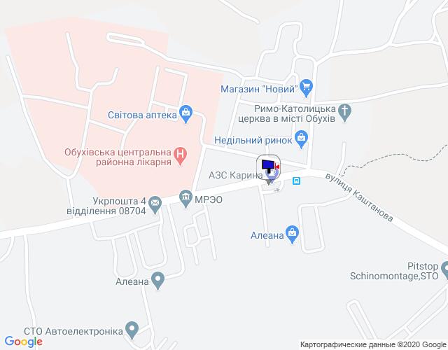 Білборд/Щит, Обухів, м. Обухів, вул. Каштанова, 21, лікарня, біля АЗС Каріна, за 200м до МРЕВ, через 50 м після автобусної зупинки