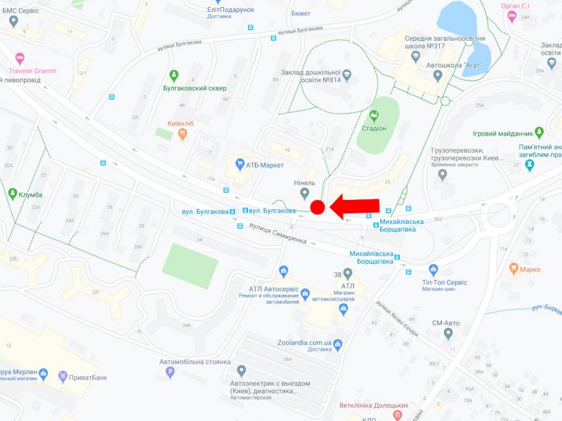 Билборд/Щит, Киев, Симиренка вул. 21, навпроти магазину "АТЛ", в сторону вул. Булгакова