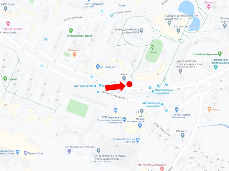 Білборд/Щит, Київ, Симиренка вул. 21, навпроти магазину "АТЛ", в сторону вул. Трублаїні