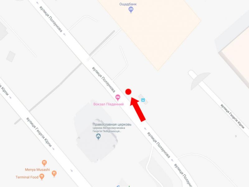 Led екран/Відеоборд, Київ, Кирпи вул., 3, біля входу в Південний залізничний вокзал, в бік пр. Повітряних Сил (колиш. пр. Повітрофлотський), (ролик 10 сек, 1 вихід/1,5 хвилини)