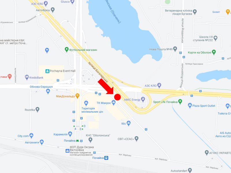 Билборд/Щит, Киев, Бандери пр., 16Б - вул. Богатирська, з'їзд з моста на пр. Бандери, в бік Північного мосту