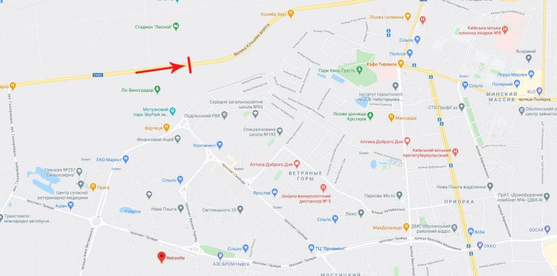 Арка/Реклама на мостах, Киев, Міст пішохідний через Велику Кільцеву дорогу, рух в напрямку до площі Т. Шевченка (праворуч)