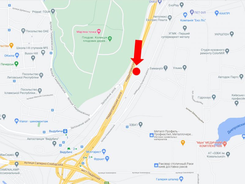 Білборд/Щит, Київ, Наддніпрянське шосе, 800м до ст. м. "Видубичі", в бік Южного мосту