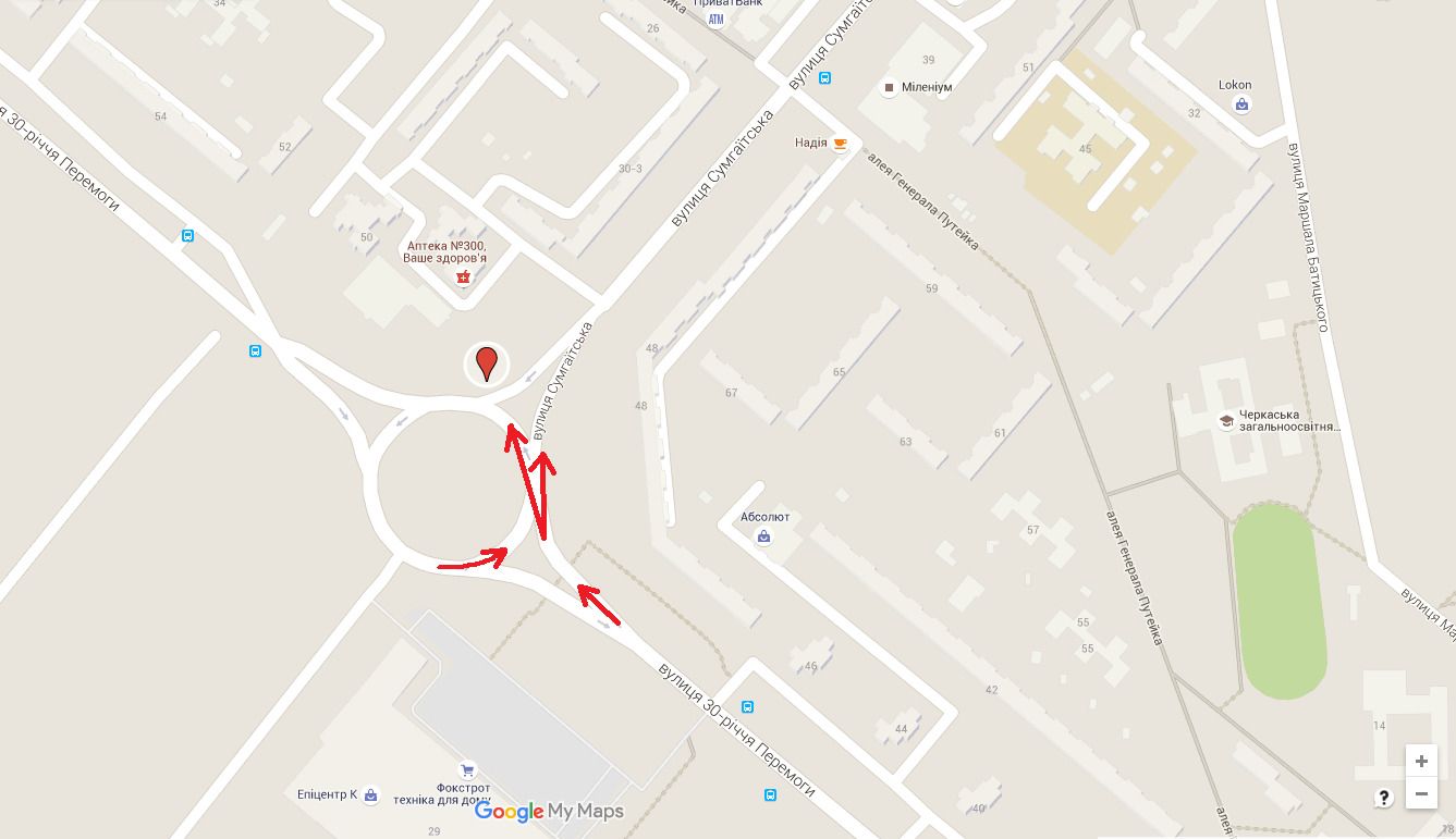 Білборд/Щит, Черкаси, вул. Сумгаїтська - вул.30-річчя Перемоги